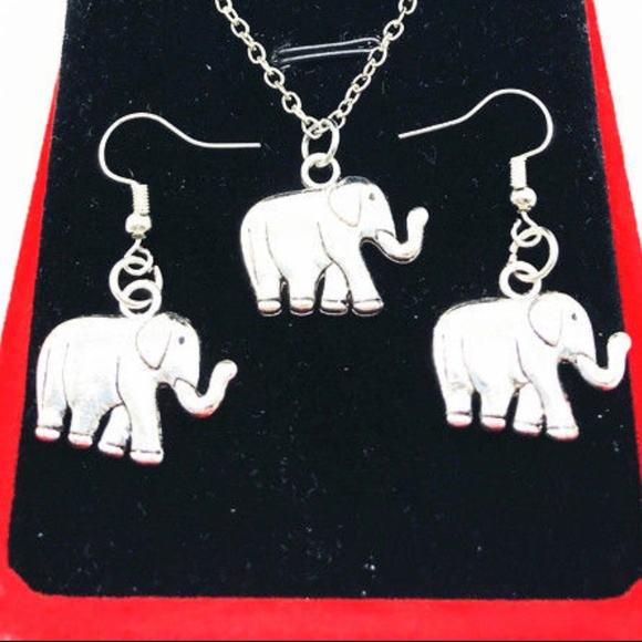 Jewelry - New!  Cute Elephant Good Luck Necklace & Earrings